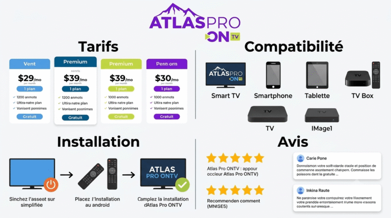 Interface Atlas Pro ONTV sur Smart TV, guide TV et chaînes en direct